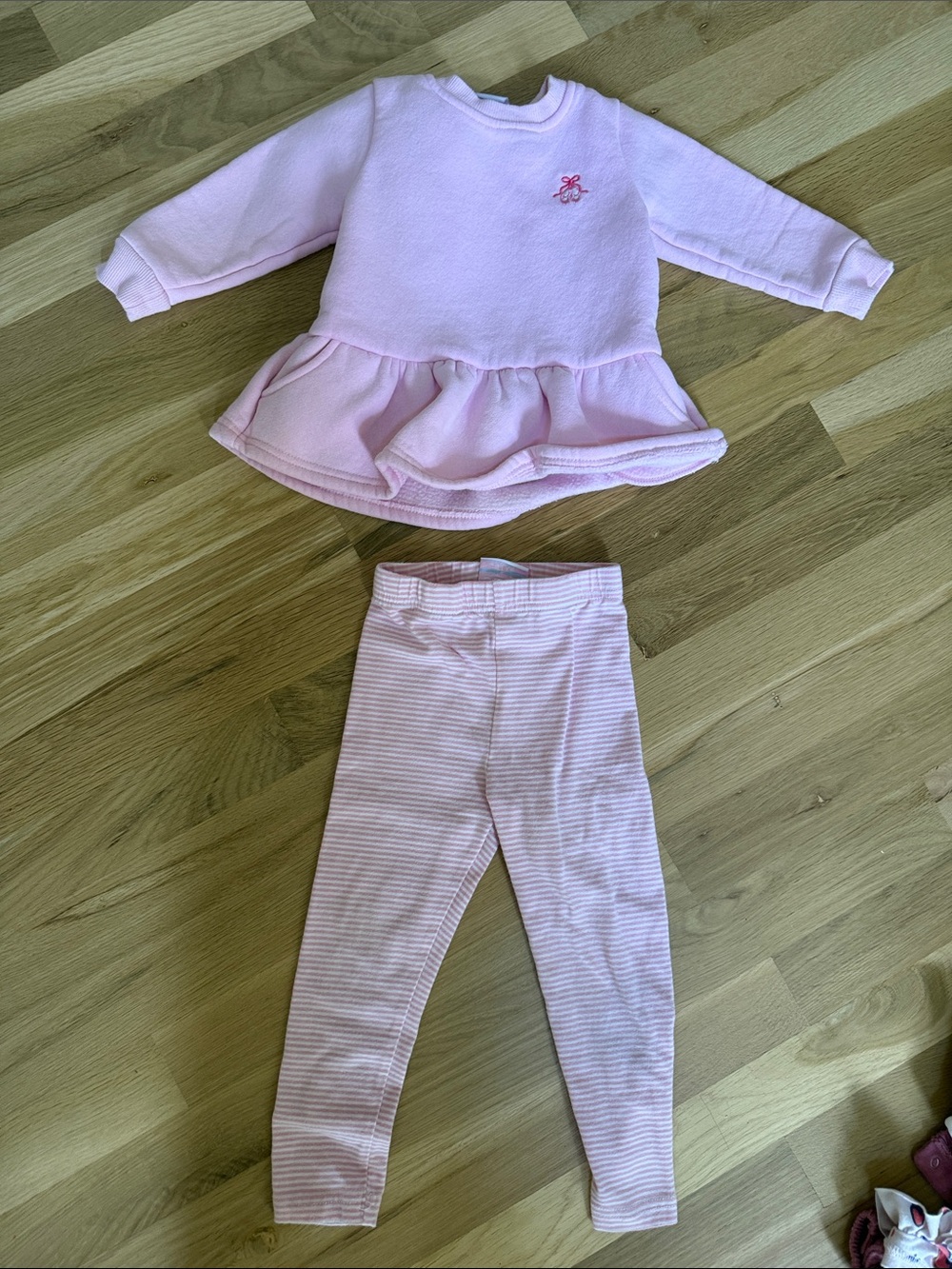 Pink Baby Girls Matching sweatshirt Top & Leggings Set
